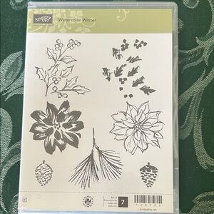 Stampin' Up! Watercolor Winter stamp set NEW Floral Pine christmas poinsettia